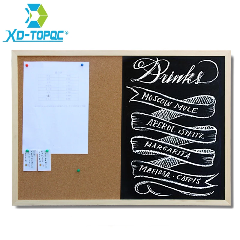 Wooden 30*40cm Combination Blackboard Cork Board 1:1 Chalkboard Wooden Frame Black Board With Accessories Free Shipping