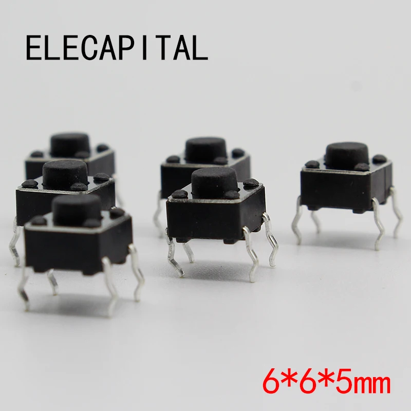 50pcs/lot 6x6x5MM 4PIN G90 Tactile Tact Push Button Micro Switch Direct Self-reset DIP Top Copper Free Shipping Russia