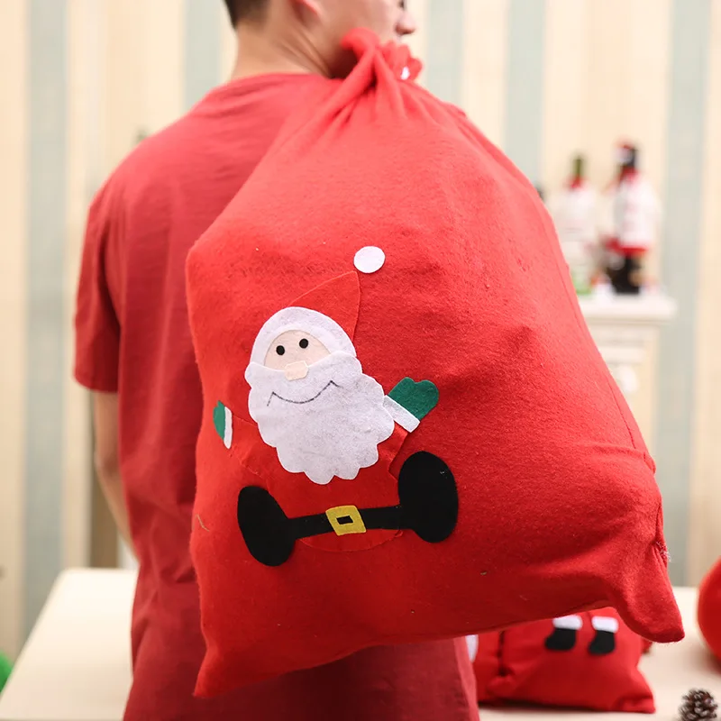 Bolsa e sacola de algodão com cordão para homens e mulheres, saco pequeno e grande para presente de natal, festa infantil, ano novo, 2018