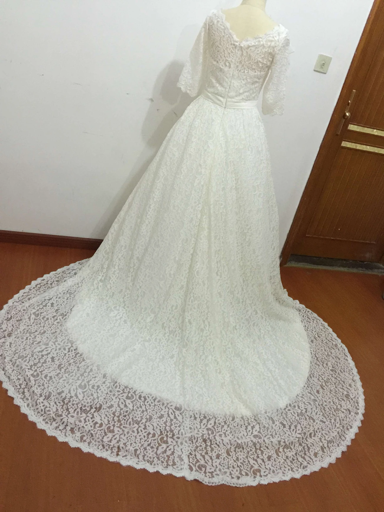 Novas imagens reais vestido de baile meia manga vestido de noiva muçulmano plus size rendas vestidos de casamento 2019