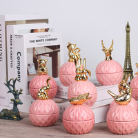 high quality modern animal design ceramic jewelry storage box jewelry jar makeup box