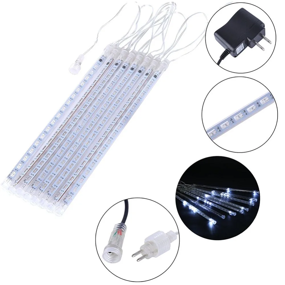 LED Meteor Shower Rain Tubes 30cm 8 Tube Christmas String Light Waterproof Home Garden Party Wedding Decoration EU/US Plug