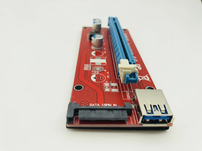 Red 60cm PCIE PCI Express 1x To 16x Riser Card USB3.0 Cable SATA Power Cable PCIE Riser 007 for Bitcoin Mining BTC Graphics Card