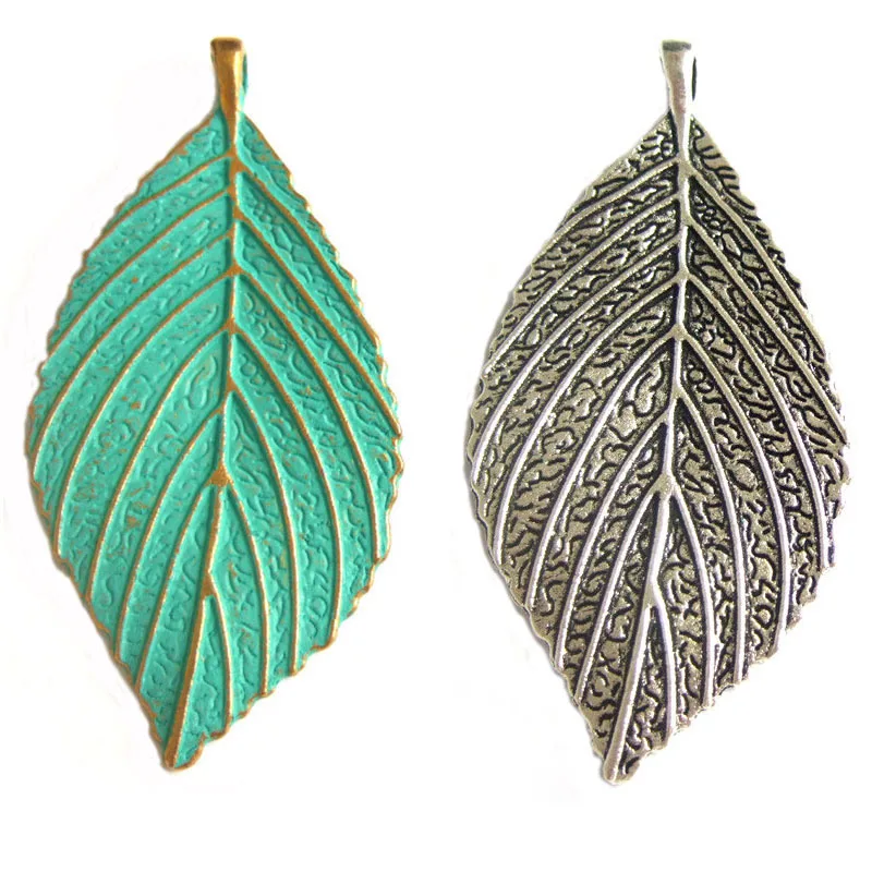 4PCS Vintage Bronze Verdigris Patina Large Alloy Leaf Charms Pendants for DIY Jewelry Necklace Earrings Making Findings