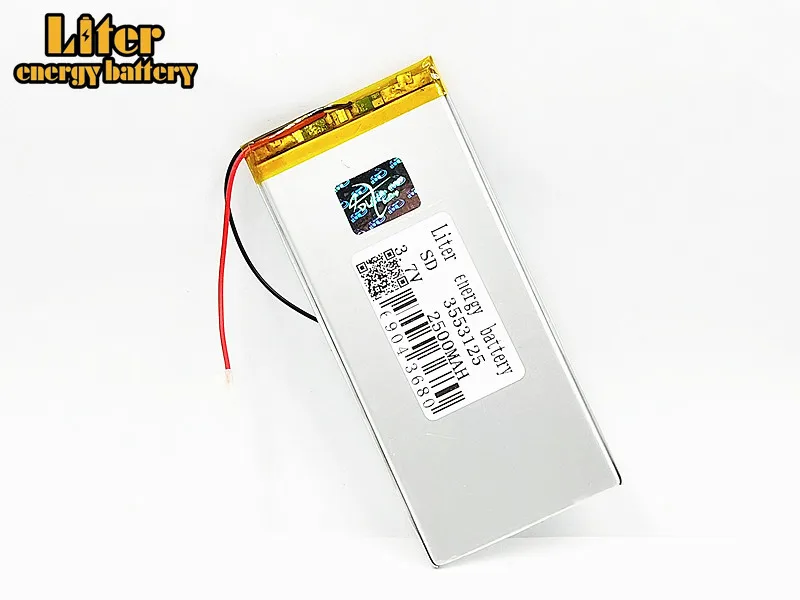 3553125 Rechargeable li Polymer Li-ion 3.7V 2500mAh Battery For GPS Bluetooth Notebook Tablet PC electronics safety lamp Ebook