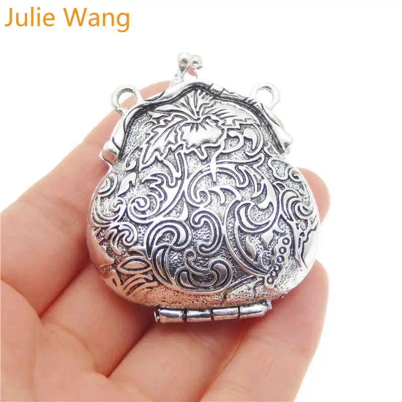 Julie Wang 2pcs Antique Color Frog Shape Memory Locket Charms Fit Pendant Essential Oil Diffuser Jewelry Accessories