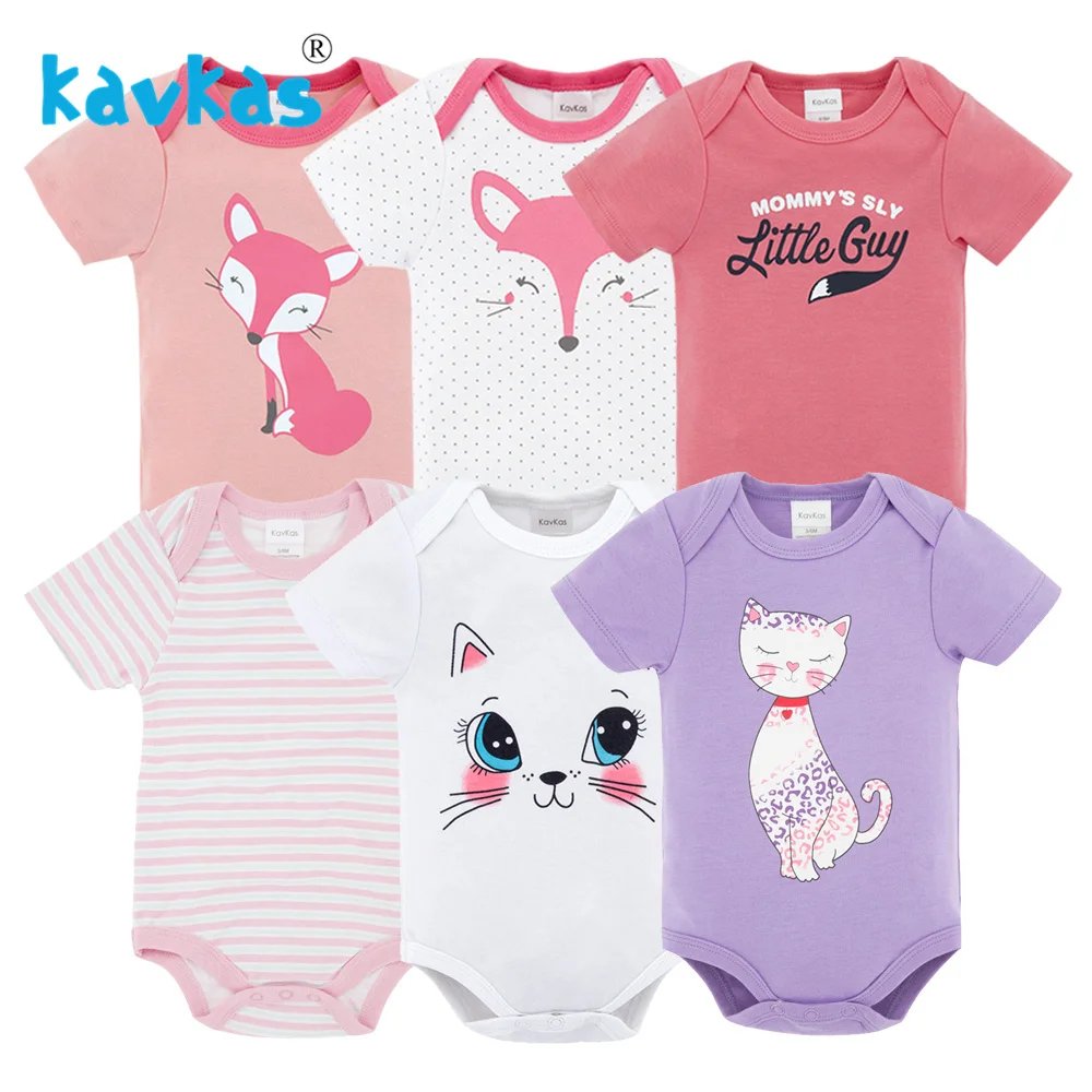 Kavkas Baby Girl Newborn Clothes Neonate Short Sleeve Recien Nacido 0-3 Months Infantile Menina 6pcs/Lot Baby Clothing