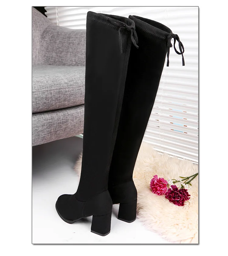 Kobiety Casual Over the Knee boots shoes Winter women Female Round Toe Platform high heels pumps Warm Boots lady Thigh High Boots