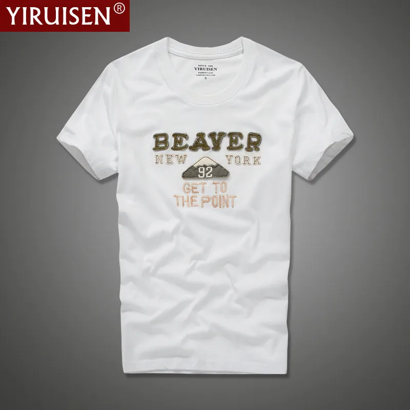 YiRuiSen brand clothing mens t shirt fashion 2024 o-neck casual letter patch t-shirt men summer casual top tees