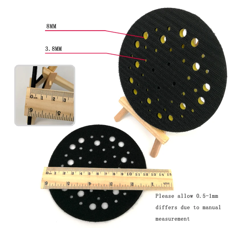 Disque de Protection du tampon d'interface, 5 pouces, 44 trous, noir, accessoires d'outils électriques pour ponceuse, polissage et meulage, crochet et boucle