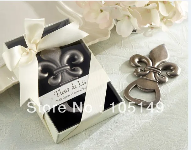 

(30 pieces/lot) Wedding and Party wine favors "Fleur de Lis" Pewter-Finish Wine Bottle Opener wedding gift for wedding souvenirs