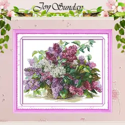 Lilac Flowers Patterns Counted Cross Stitch Set DIY 11CT 14CT 16CT Stamped DMC Cross-stitch Kit Embroidery Needlework Home Decor