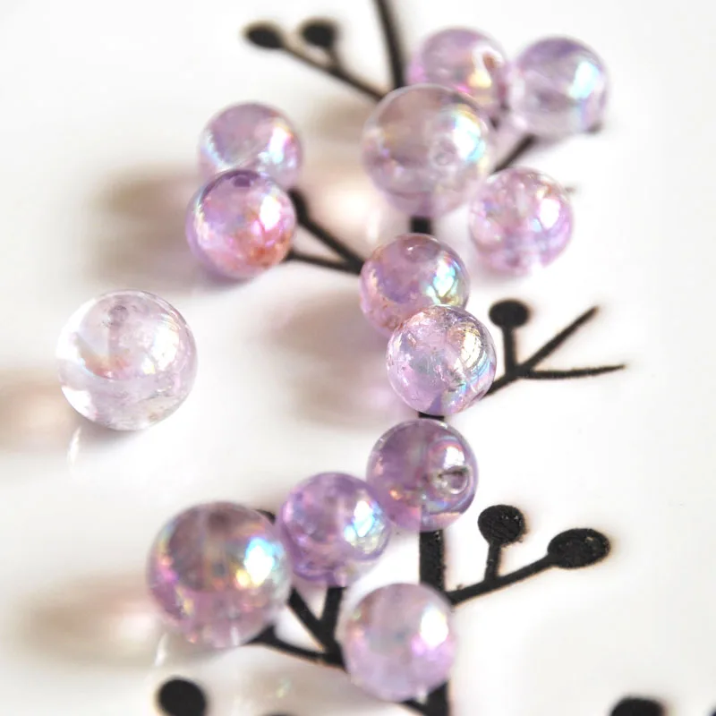 Natural Angel Aqua Aura Lavendar Purple Amethyst 8-12mm Round Loose Beads Jewelry Making DIY For Women