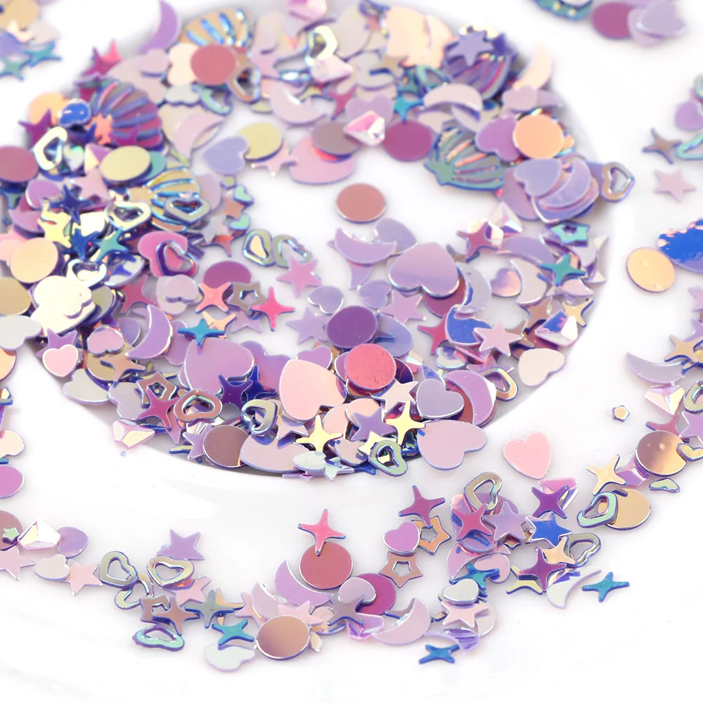 10g Colorful Mix Shell Star Heart Moon Sequins  Pieces Modeling UV Resin Epoxy Mold DIY Jewelry Filling For DIY Jewelry