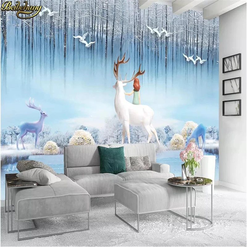 

beibehang Custom Modern minimalist Nordic elk embossed stereo wallpaper for living room TV background 3D wall papers home decor