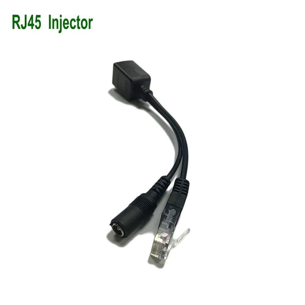 Injektor Pasif Kabel Adaptor POE dengan Konektor DC 5.5X2.1 Mm 12V Kombinasi Pemisah Synthesizer Hitam