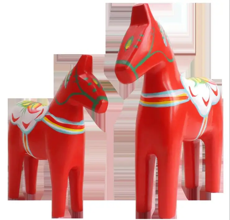 

2pc/set Red Color Wooden Horse Treasure Wooden Horse Craft Pair Animal Decoration Desktop Decoration