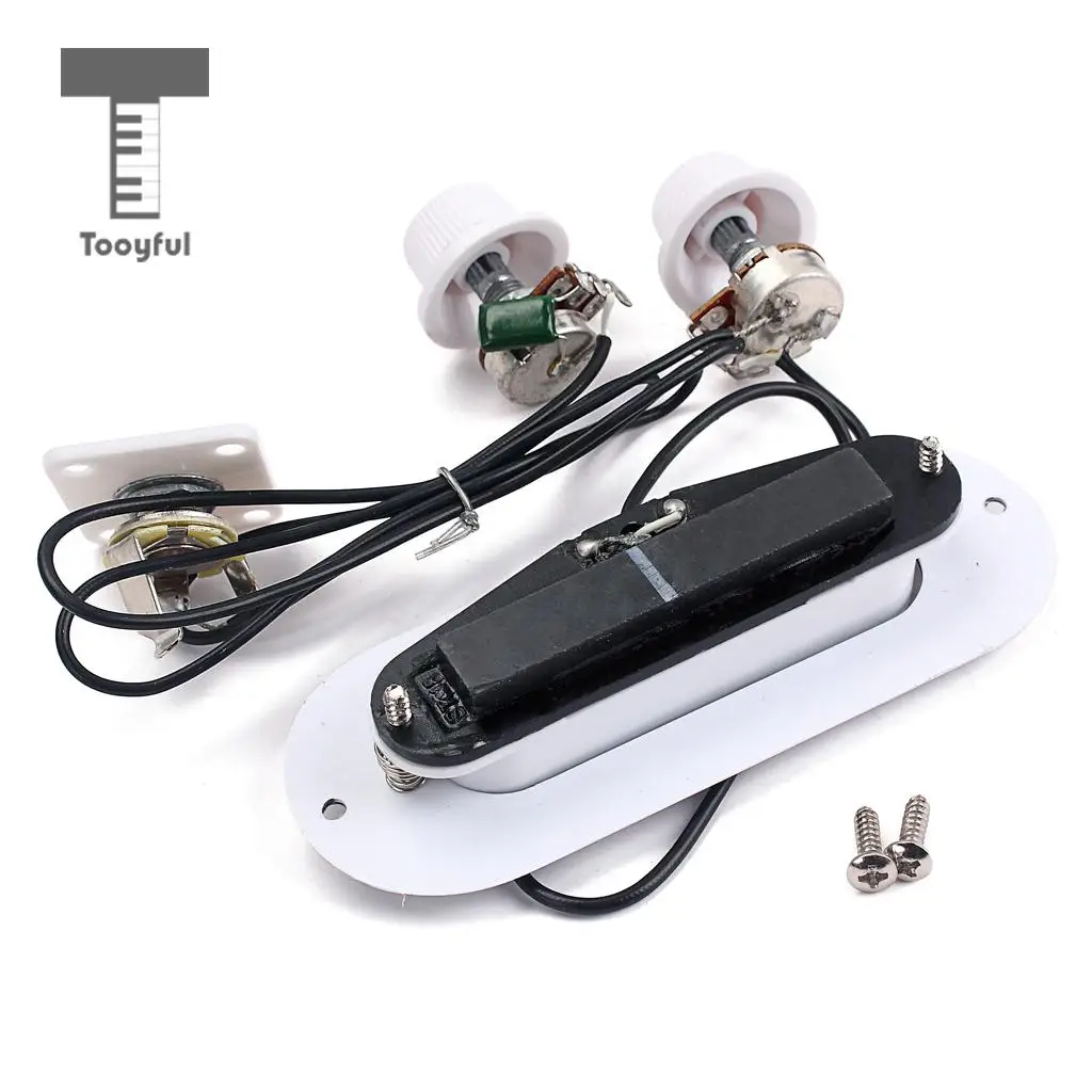 Tooyful 1 Set Prewired 52mm Bridge Pickup with White Pearl Pickguard Volume Tone Knob for Electric/Acoustic/Classical Guitar