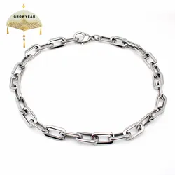 Fashion Chunky Link Chain Necklace Stainless Steel Flat O Design Silver Color Unisex Jewelry Accessory