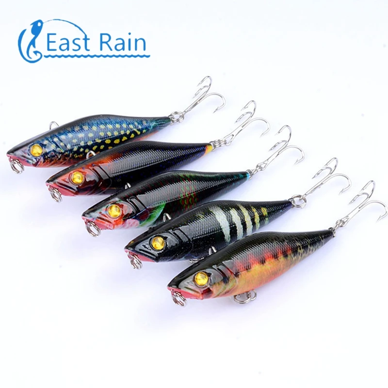 East Rain 7.5cm/7.5g Painted Topwater Lure Pencil Artificial Hard Bait  for Freshwater Saltwater Fishing