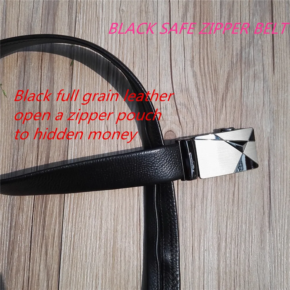 

Togo leather strip with hide money zipper pouch black full grain Genuine Leather Belts with ratchet buckle