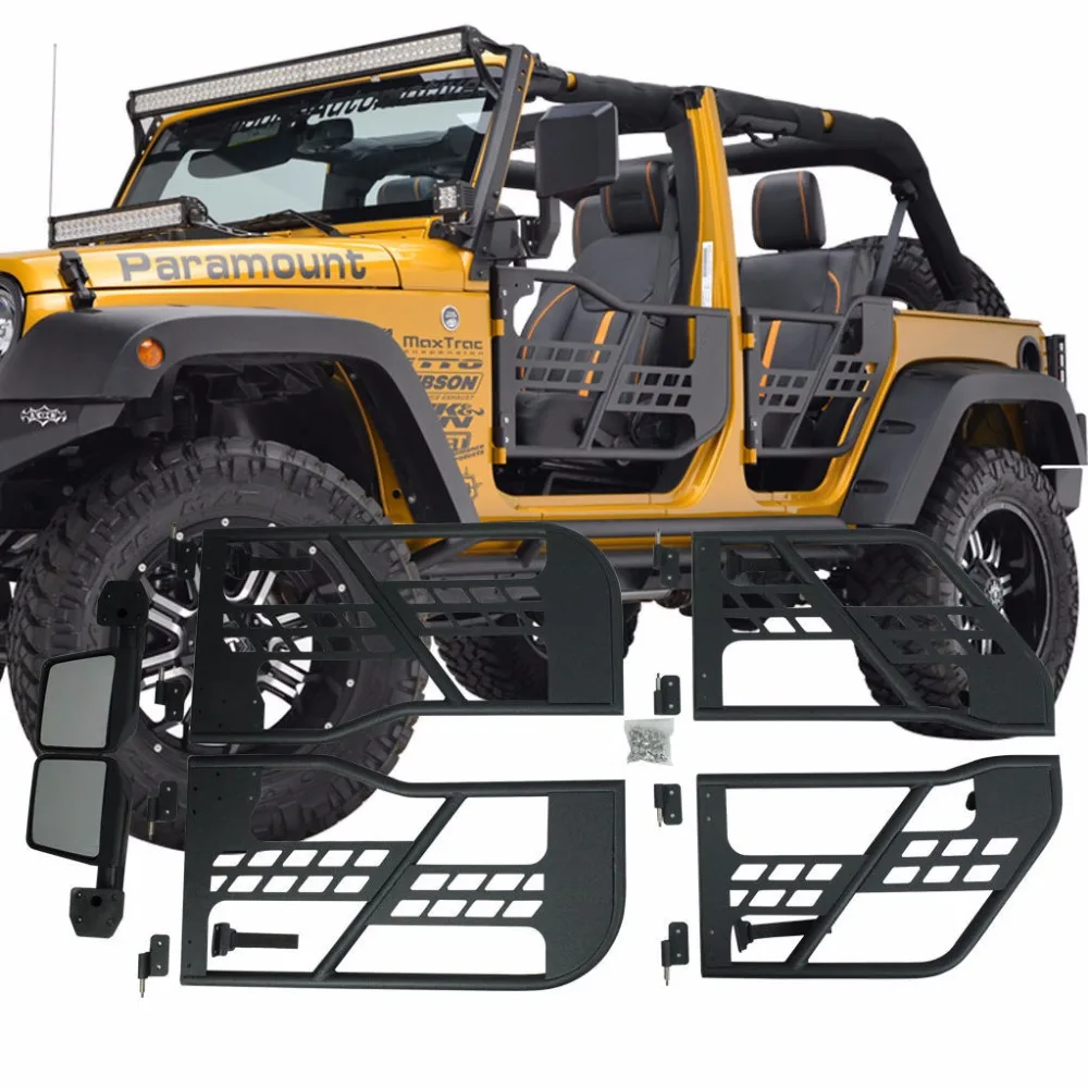 Steel Half Tube Doors with Side View Mirrorss for Jeep Wrangler JK 2007-2017 4 Door