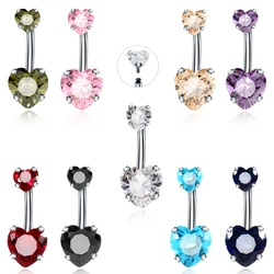 1PC Heart Crystal Belly Button Ombligo Piercing 14G Navel Bar Stud Retainer CZ Nombril Piercing Dangle Earrings Piercing Jewelry