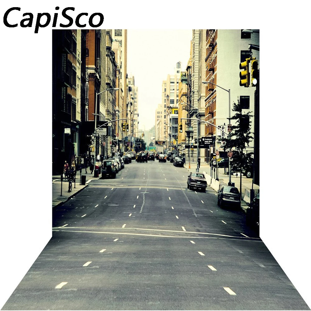 مباني مدينة كابيسكو ، مواقف السيارات ، سيارات ، تصوير الشوارع ، خلفية صور من الفينيل ، دعائم ، خلفيات كاميرا لاستوديو الصور