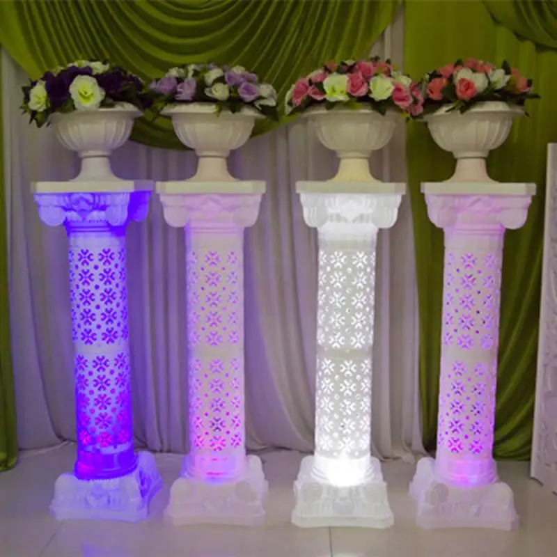 

Hollow Design Wedding Decoration Luminous Roman Column Road Cited Shiny LED Pillar For Party Stage Shooting Props Supplies