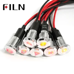 FILN FL1M-14FW-C 14mm panel hole led red yellow blue green car applicance symbol 12v led indicator light with 20cm cable