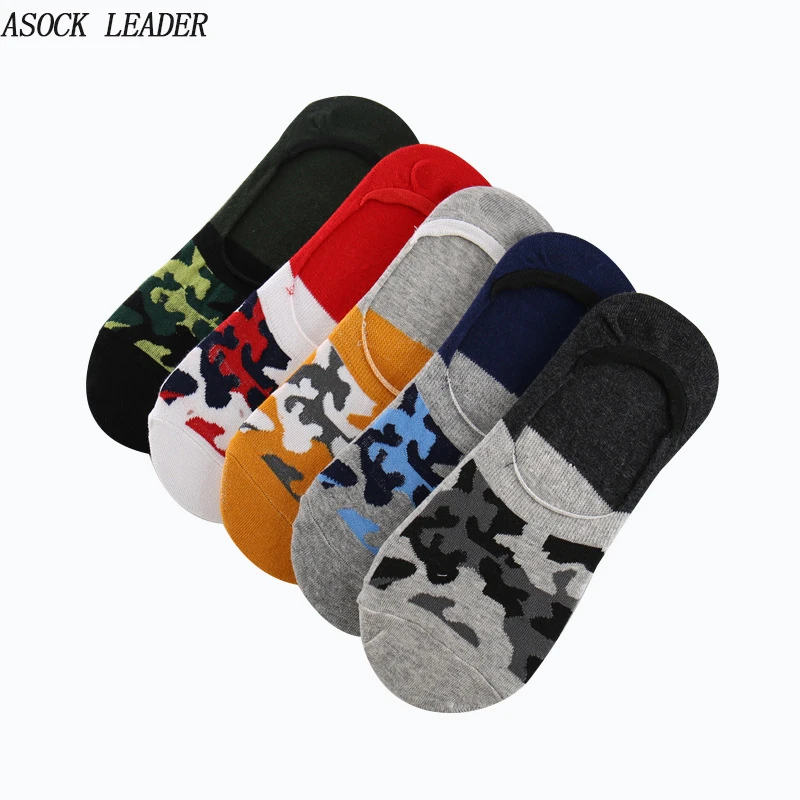 1 Pairs Spring Summer Men Cotton Boat Socks For Men's Business Casual Camouflage Color Short Socks Male Sock Slippers Meias