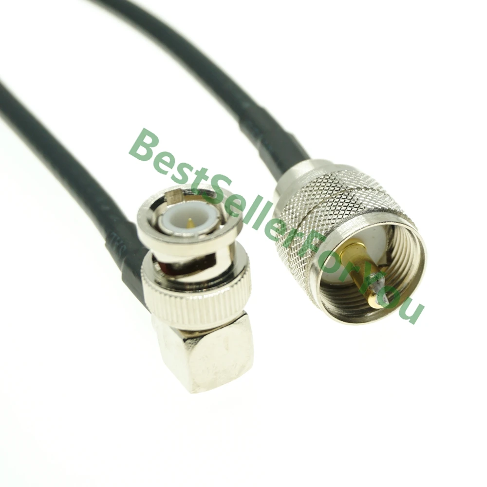 Uhf Mannelijke PL-259 PL259 Plug Naar Bnc Male Haakse Jumper Pigtail Coax RG58 Kabel 15/30/50/100Cm
