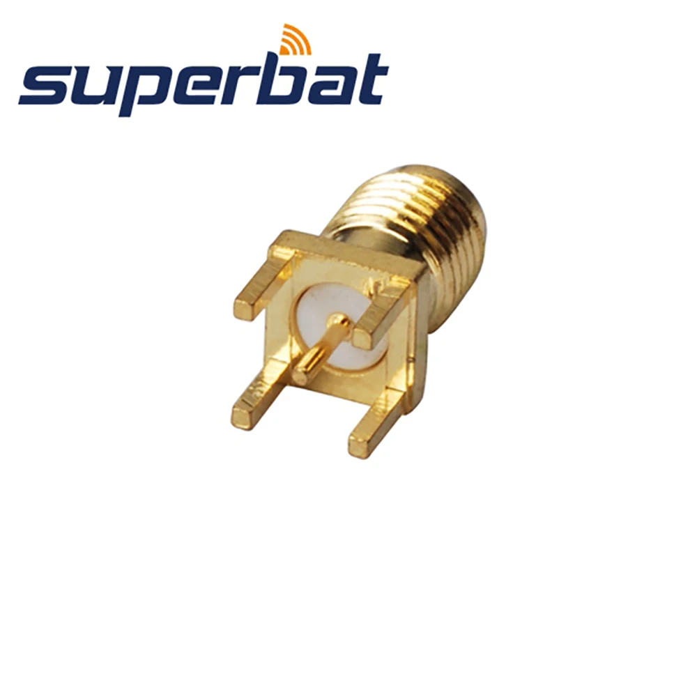 Superbat 10pcs SMA Thru Hole Female Vertical PCB Mount RF Coaxial Connectors for Electronic Components Market