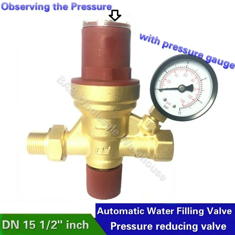 

DN15 1/2" inch Automatic Water Filling Valve Observing the water-pressure with pressure gauge Pressure reducing valve