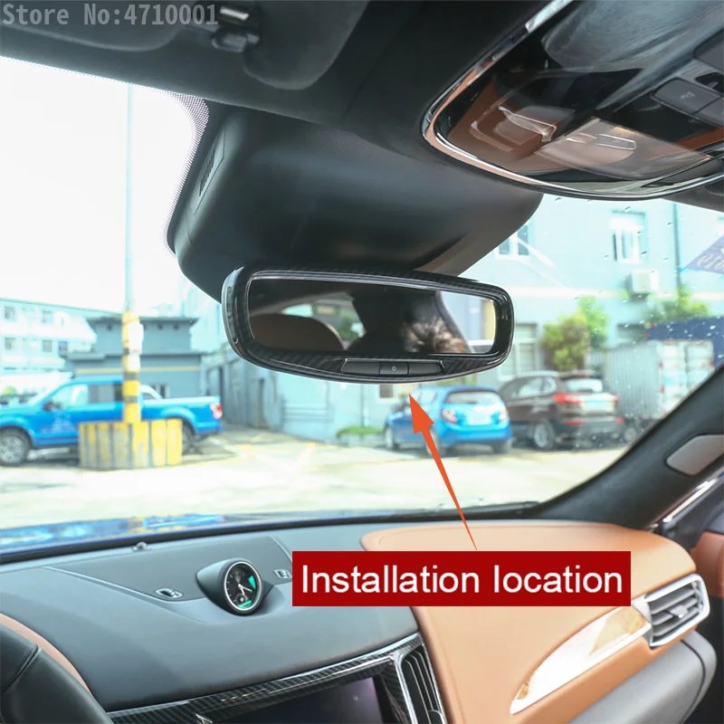Carbon Fiber ABS For Maserati Levante 2016 For Ghibli For Quattroporte 2017 Car Interior Rearview Mirror Frame Trim Accessories