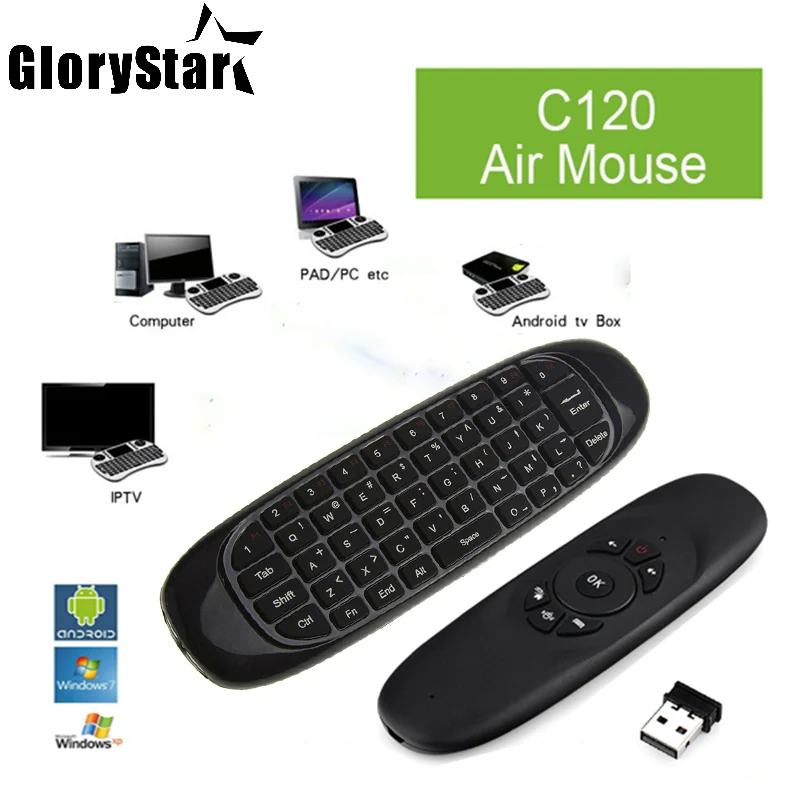 2.4Ghz Fly Air Mouse Wireless Keyboard C120 T10 gamer 3 axes Gyroscope Remote Control For android TV Box Mac MINI PC Set-Top box