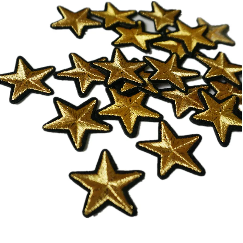 10PCS Gold Stars Embroidered Patches Sew Iron On Badges For Dress Bag Jeans Hat T Shirt DIY Appliques Craft Decoration