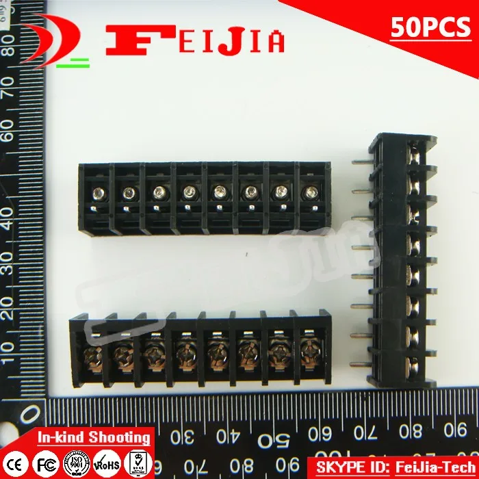 50PCS 611-6.35-8P / 611 6.35mm 8Pin Barrier Terminal Block Screw Terminal Block Pitch 6.35mm Terminal Block Free Shipping