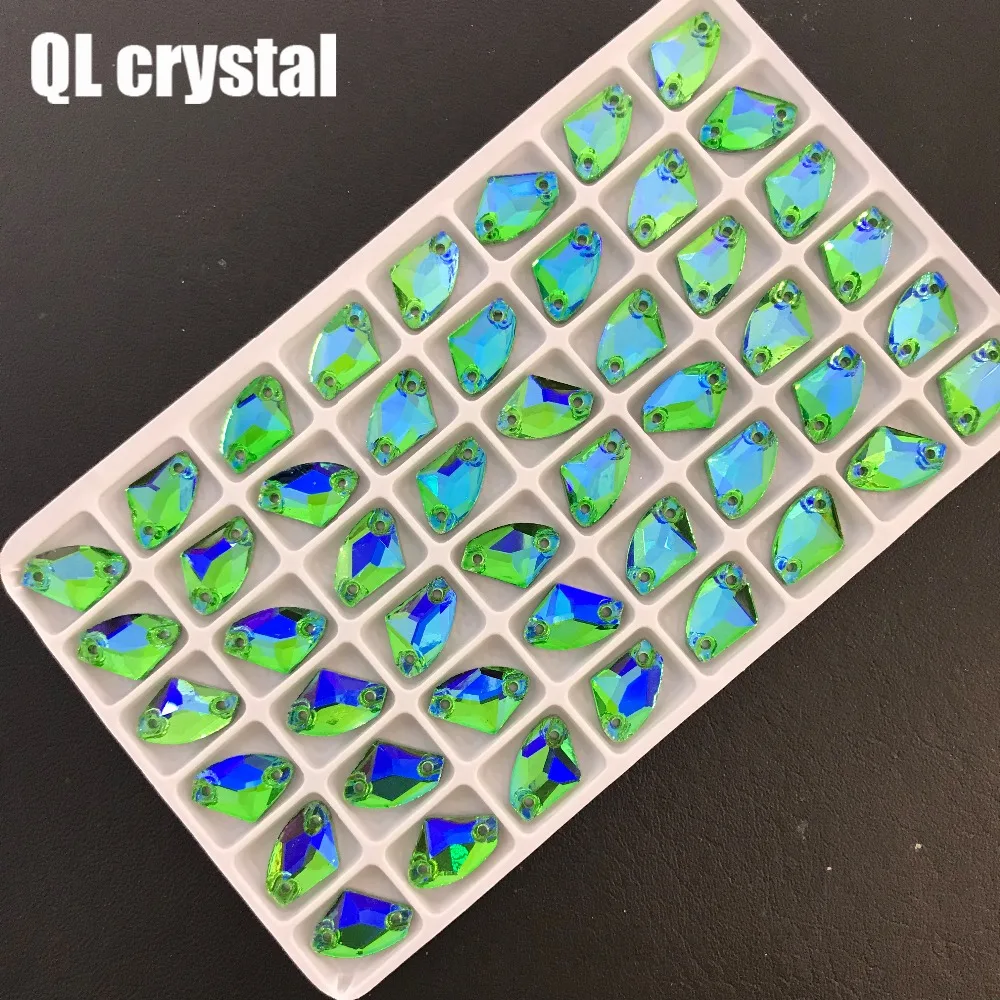 QL Crystal AB Color  9x14mm Galactic AX Sew on Crystal Rhinestone Flatback Glass crystal sew on for Wedding dress clothing