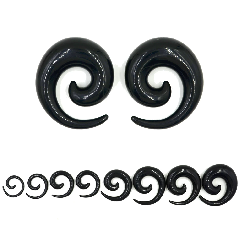 Pair Hot sale Acrylic Black White Ear Spiral Taper Plug Gauges Earring Swirl Ear Stretcher Expander Piercing Jewelry 1.2-24mm