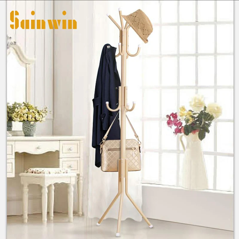 Sainwin 1pcs Metal hanger bedroom coat and hat stand hangers clothes rack home hang bag rack 11hook