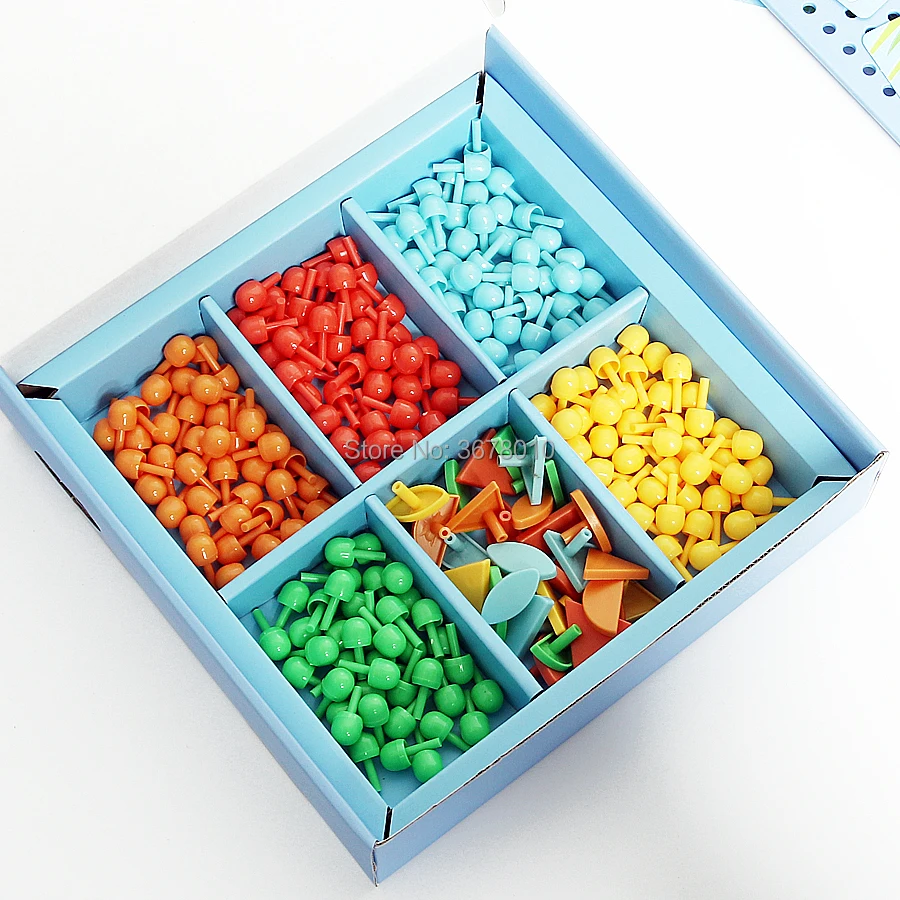 3D Puzzles Art sketchpad Mushroom Nails Jigsaw Puzzles Creative Mosaic Pegboard Montessori Educaltional Toy for Children