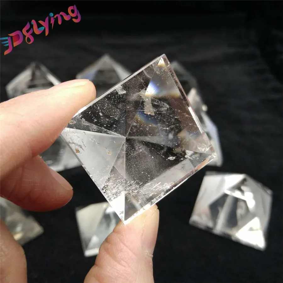 Natural Clear Quartz Pyramid, Crystal Pyramid Reiki Healing Crystal Energy Generator Chakra Meditation Balancer Pyramid Gift