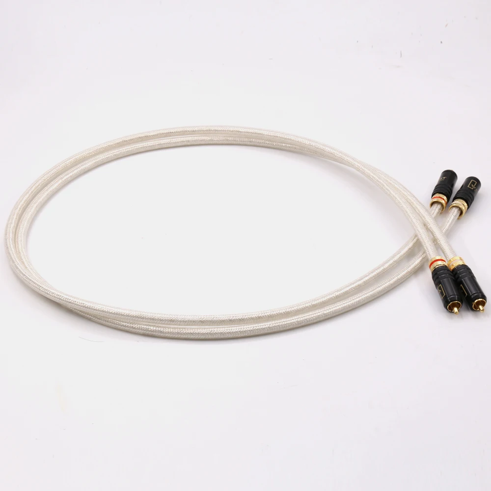 

A26 1Pair OFC Silver-Plated Gold Plated RCA Audio Interconnect Cable