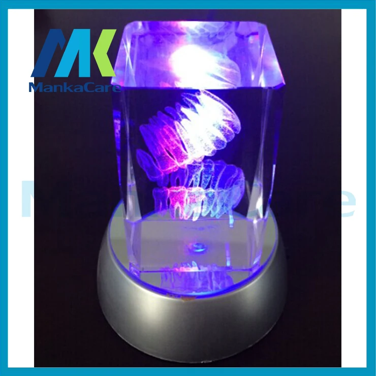 Crystalline Teeth handicraft Dental clinic decoration furnishing articlesLaser Etched Tooth Crystal Glass Cube