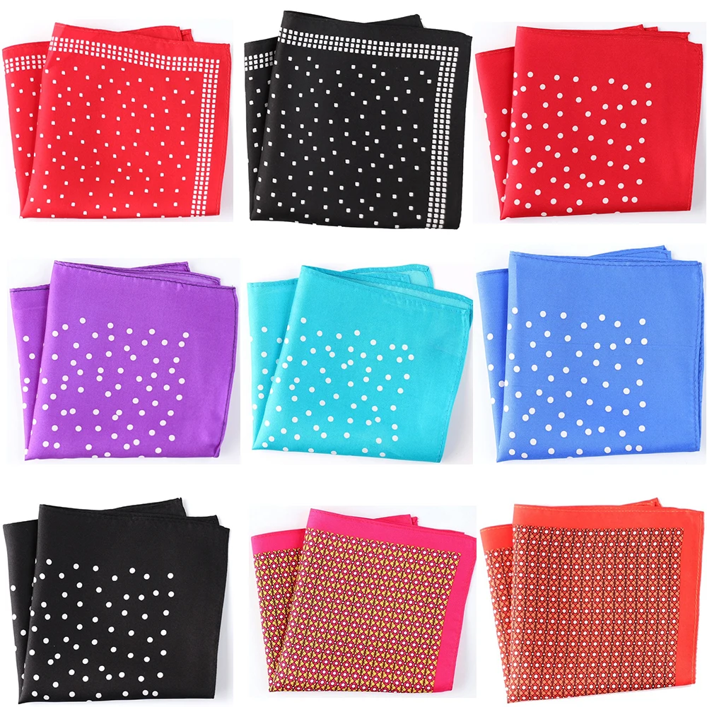 Tailor Smith Pure Silk Printed Hanky Pocket Square Top Quality New Fashion Polka Dot Mens Hankerchief With Different Color