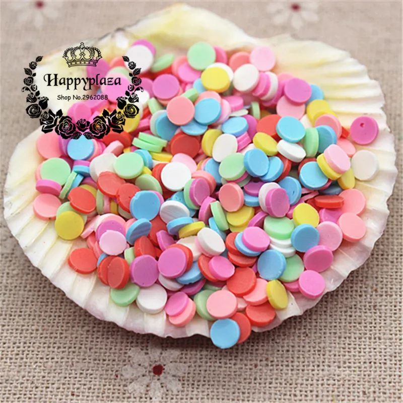 30g 5mm Polymer Clay Mix Colors Round Slice Flatback DIY Nail Art Supply Decoration Charm Craft