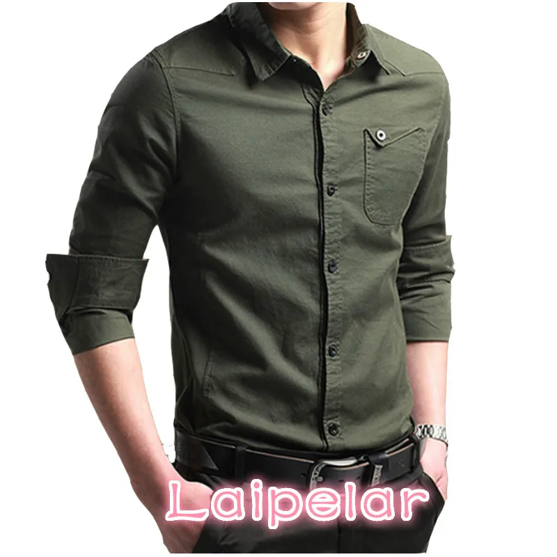 

Brand Fashion Male Shirt Long-Sleeves Tops Slim Casual Solid Color Mens Dress Shirts Slim Men Shirt Large Size 4XL Laipelar