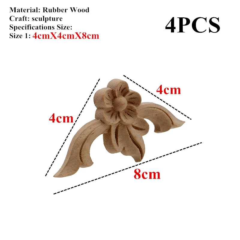 VZLX Vintage Floral Wood Carved Corner Applique Wooden Carving Decal For Furniture Cabinet Door Frame Wall Home Decor Crafts