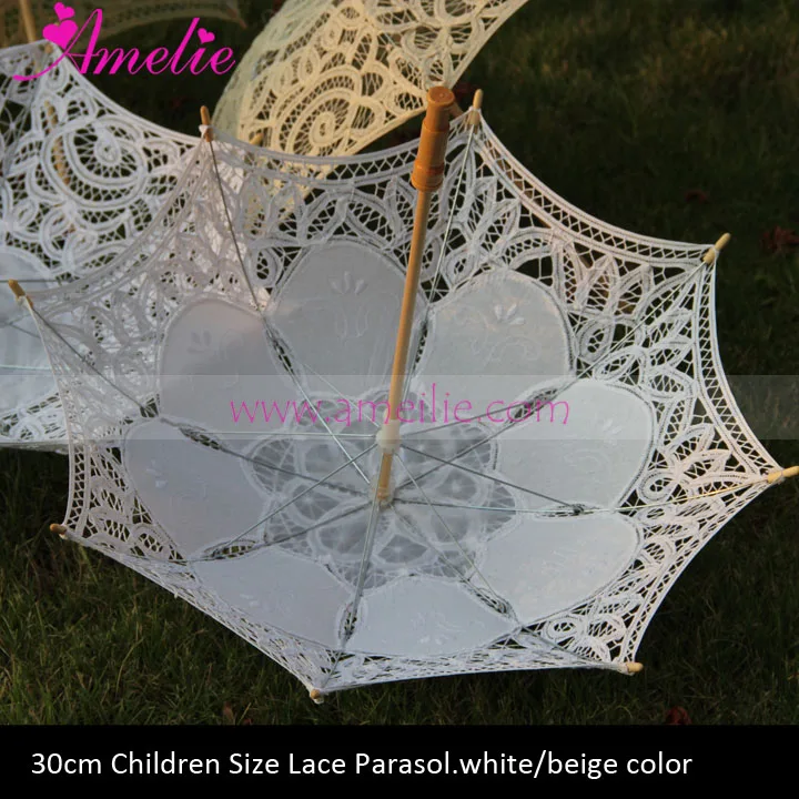 100% Katoen Kant Battenburg Handgemaakte Bruiloft Decoratie Bloem Meisje Kinderen Lace Parasol Party Kid's Paraplu Parasol Wedding